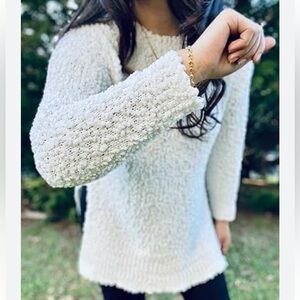 Cozy White Textured Sweater